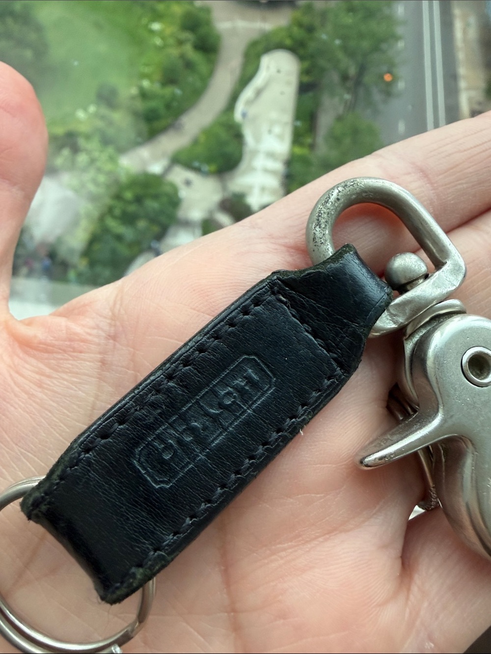 Coach Black Leather Key Fob with Silver Clip - Picture 2 of 4